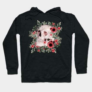 Skull and pink daisy, sugar skull and flowers Hoodie